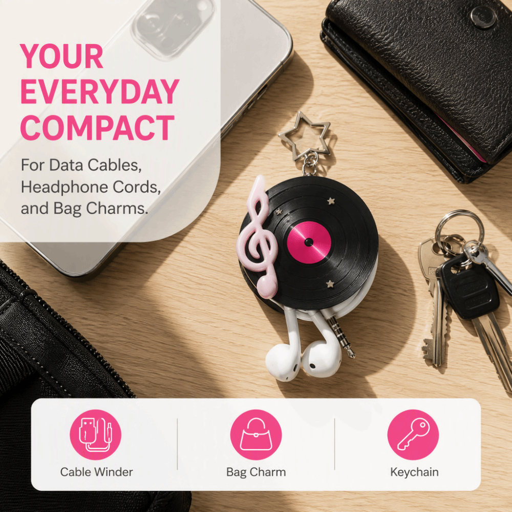 Y2K Vinyl Record Keychain Star - Cable Winder Keychain recension och pris